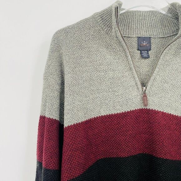 Dockers Mens Size XXL 2XL Black Gray Color Block 1/4 Zip Pullover Sweater - Picture 4 of 8